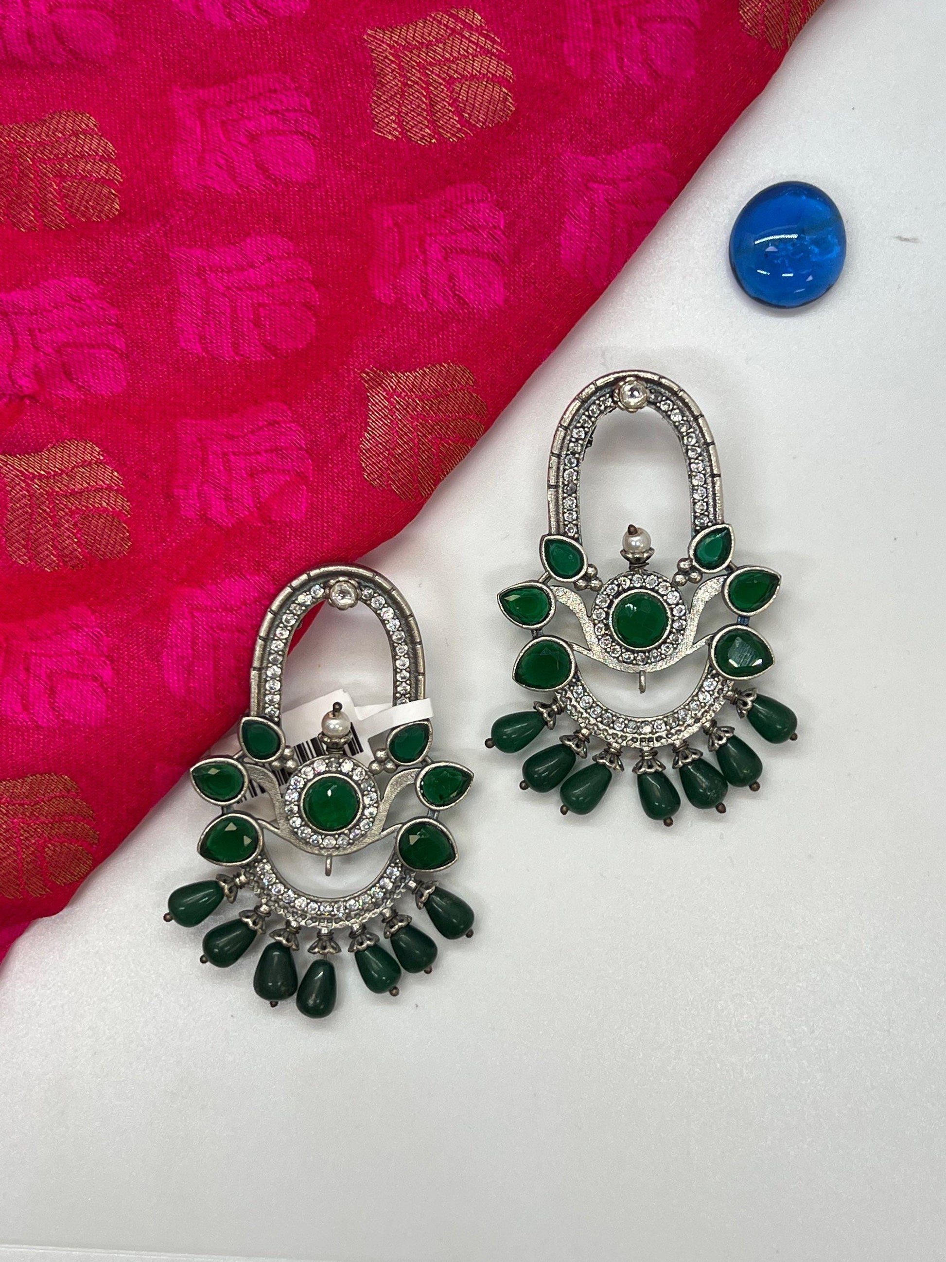 Silver look alike earrings - Kurti Connection USA