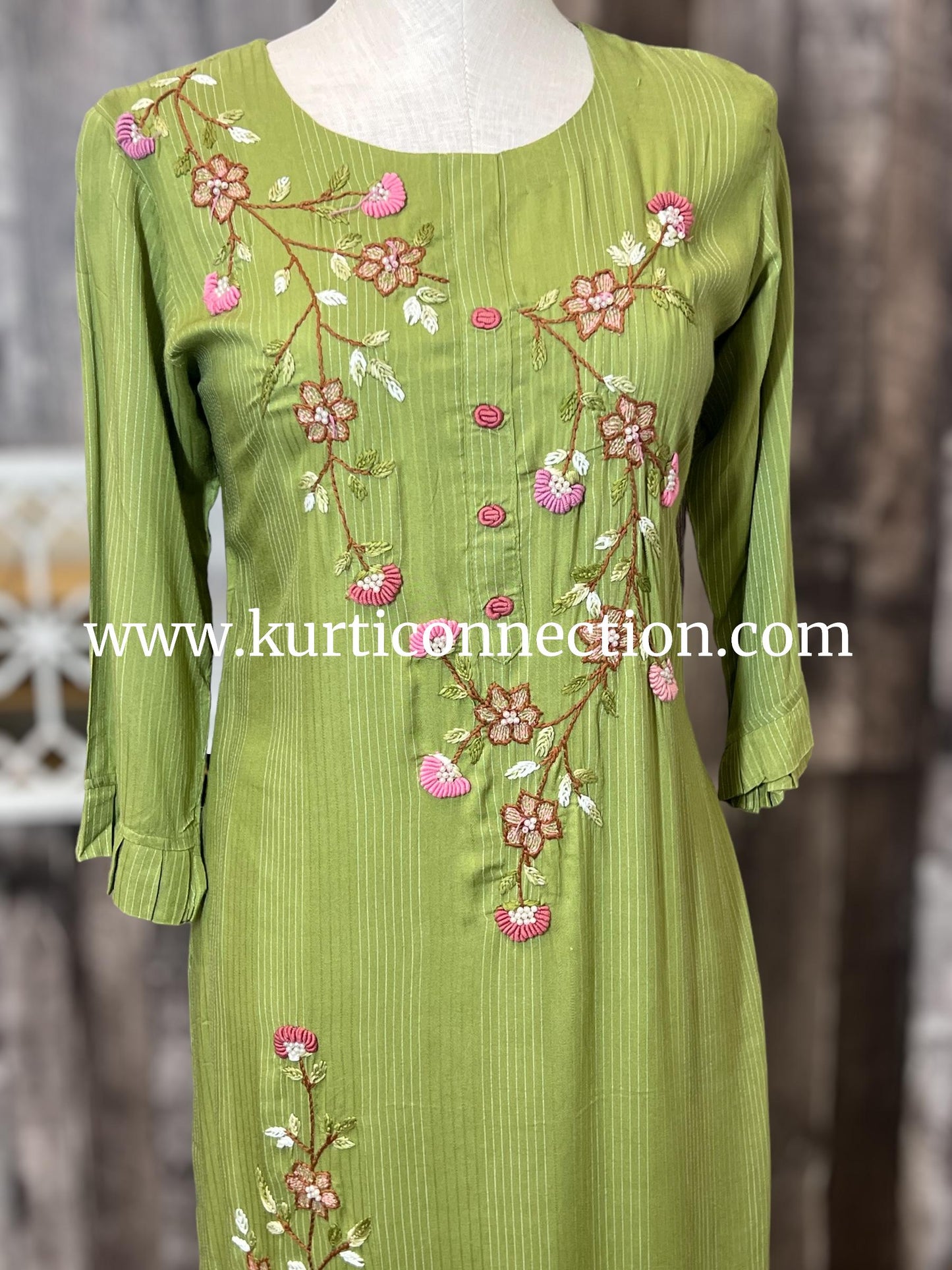 Embroidered cotton kurti - Kurti Connection USA