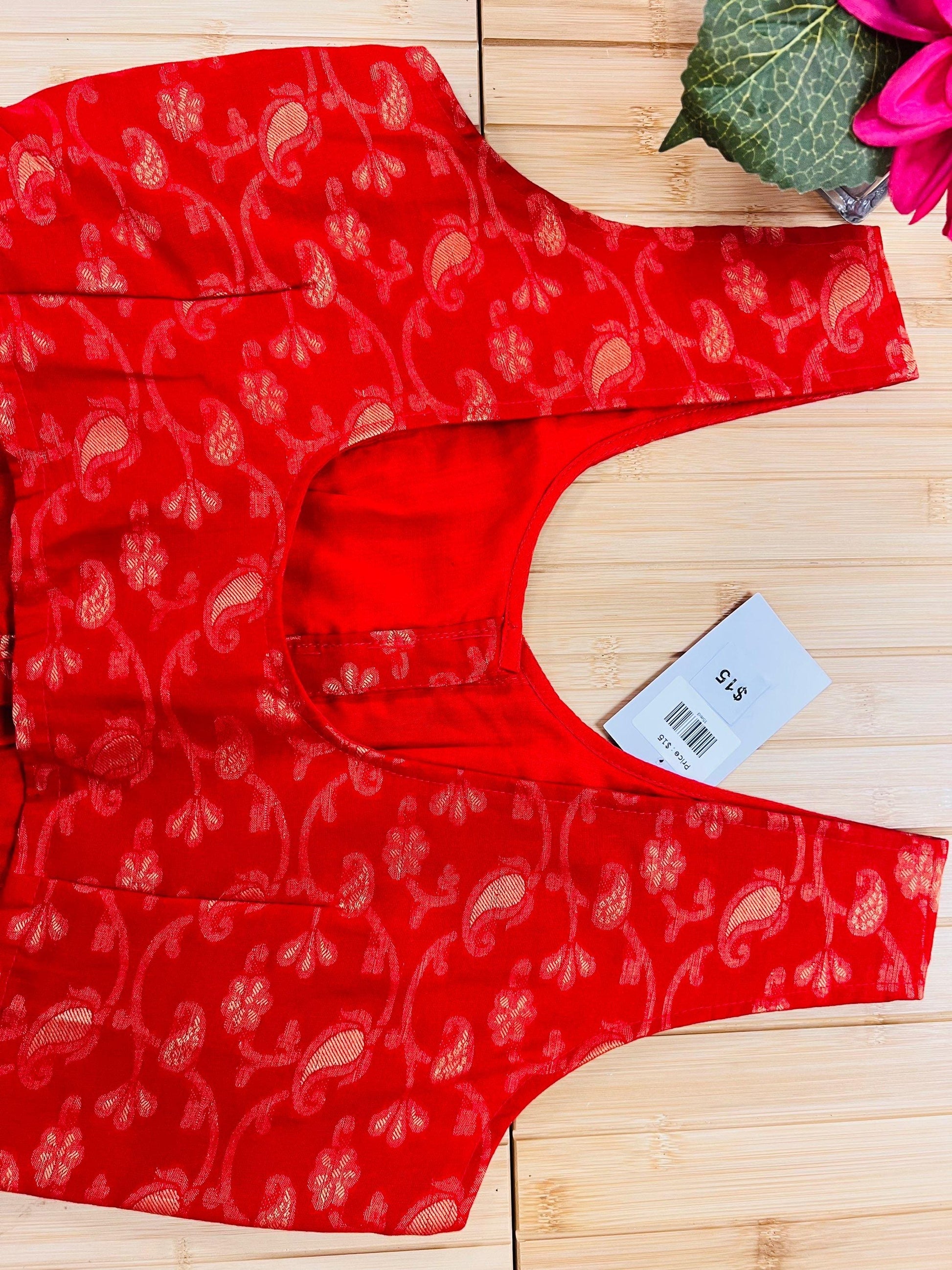 Front hooks blouse : red - Kurti Connection USA
