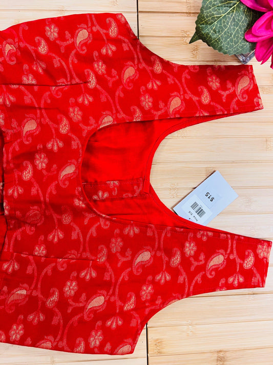 Front hooks blouse : red - Kurti Connection USA