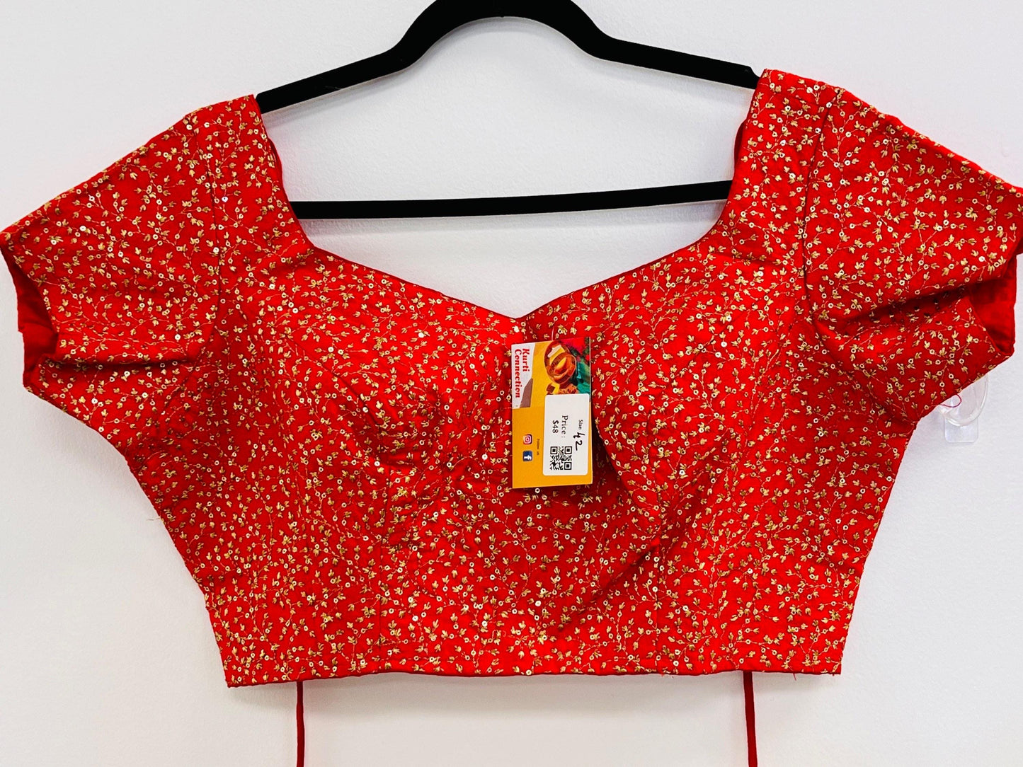 Party wear silk blouse | Red blouse - Kurti Connection USA