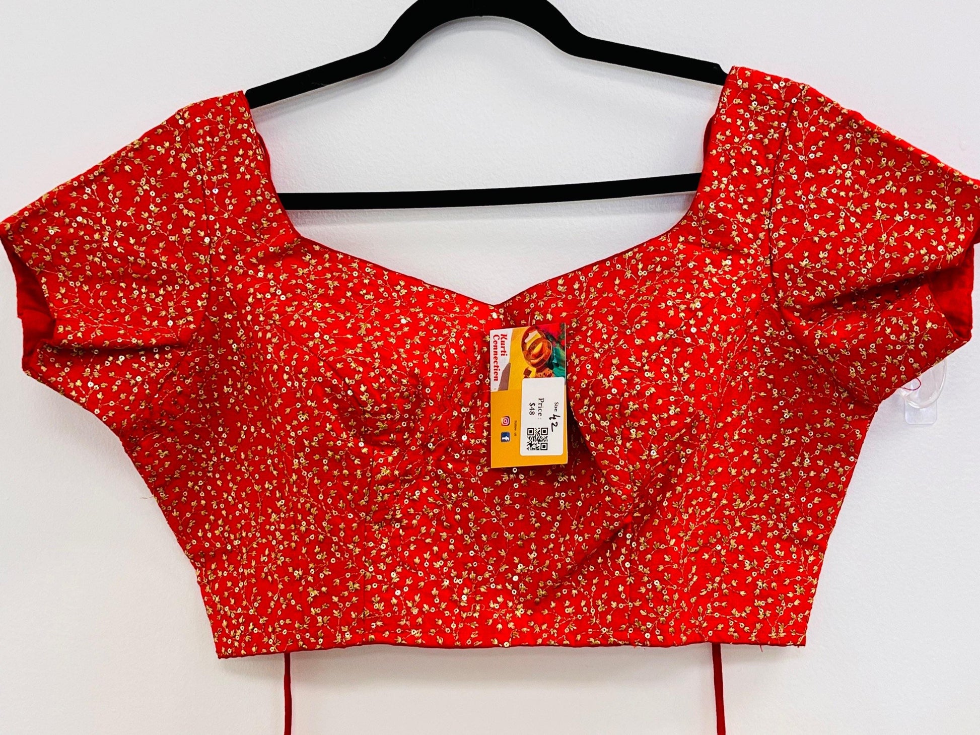 Party wear silk blouse | Red blouse - Kurti Connection USA