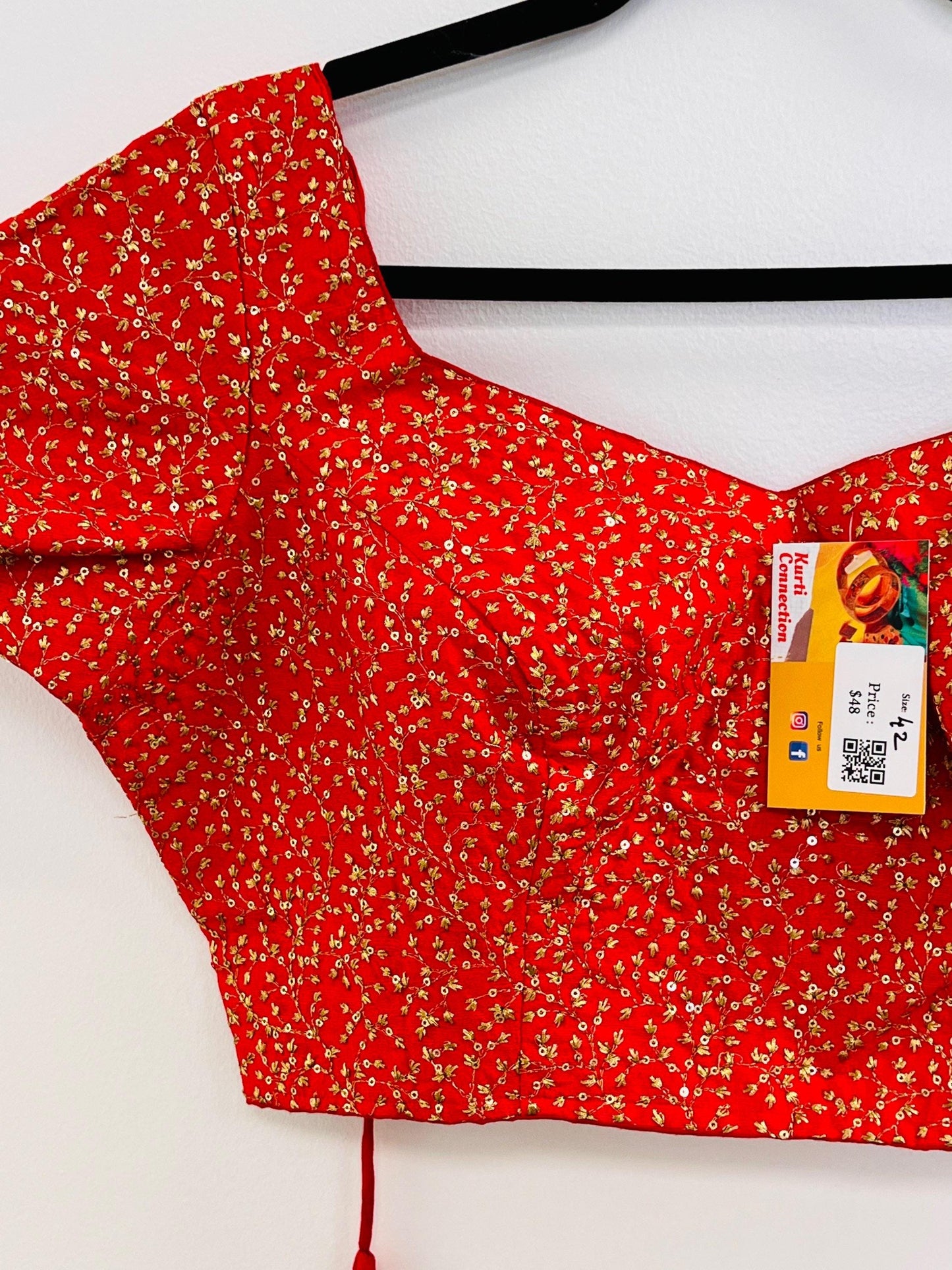 Party wear silk blouse | Red blouse - Kurti Connection USA