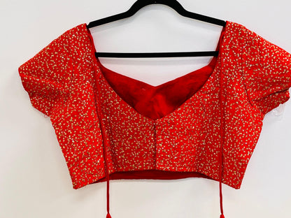Party wear silk blouse | Red blouse - Kurti Connection USA