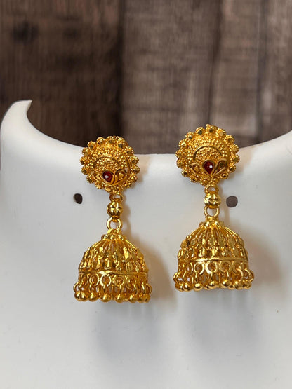 Golden jhumki | screw back - Kurti Connection USA