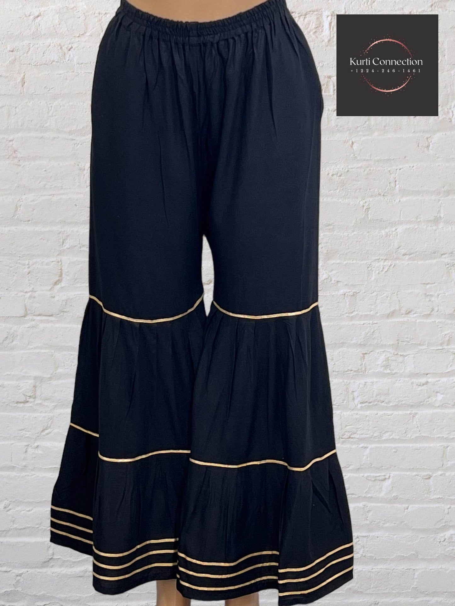 Black rayon sharara pant - Kurti Connection USA