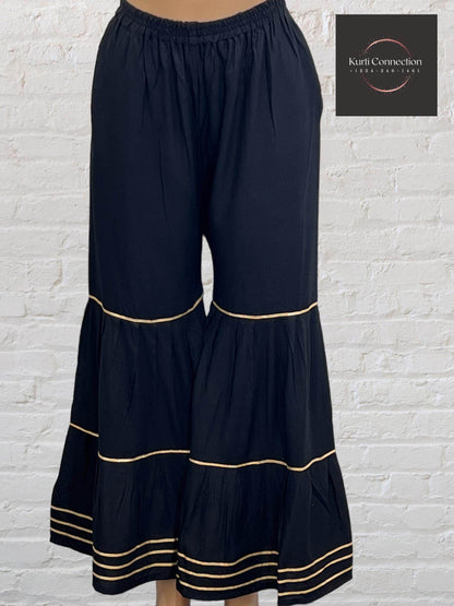 Black rayon sharara pant - Kurti Connection USA