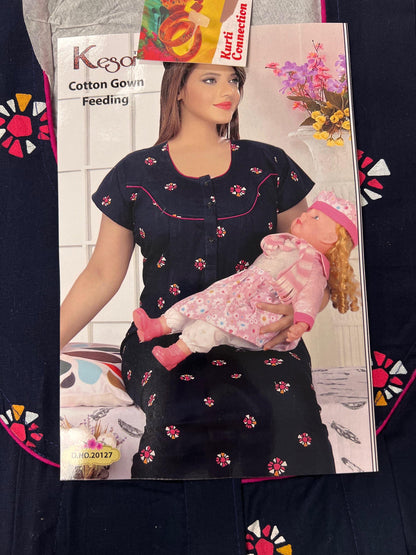Cotton feeding gown | night gown for new moms - Kurti Connection USA