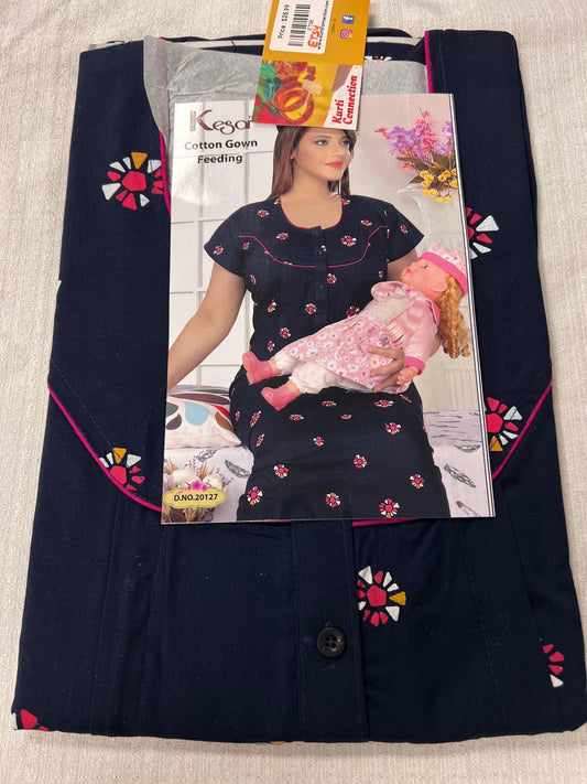 Cotton feeding gown | night gown for new moms - Kurti Connection USA