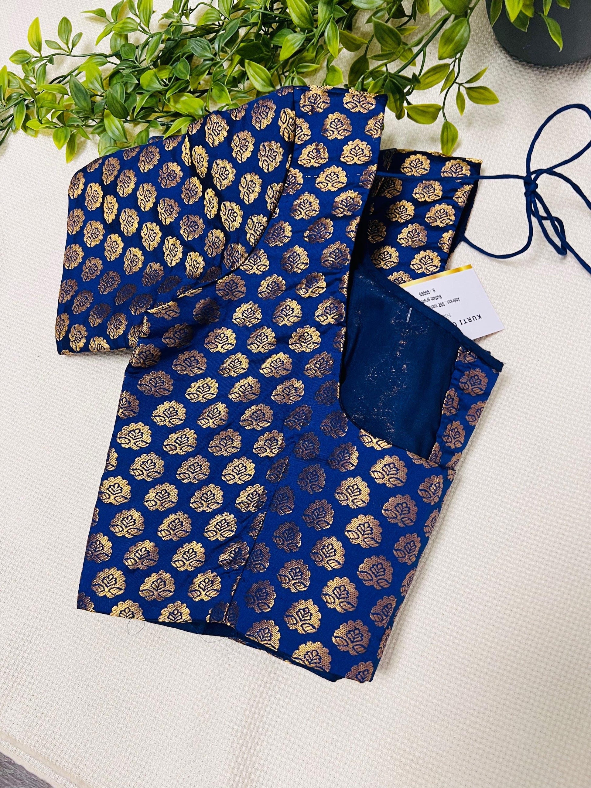 Navy blue Blouse | front hooks - Kurti Connection USA
