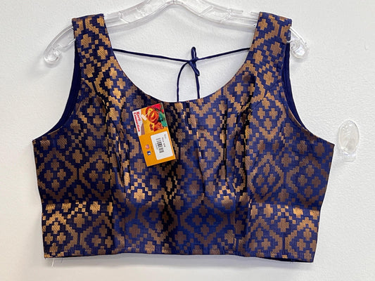 Navy blue sleeveless blouse - Kurti Connection USA