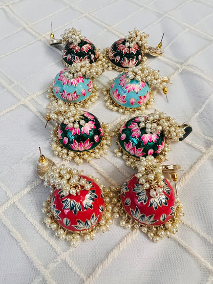 Meenakari jhumki, long jhumki - Kurti Connection USA