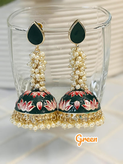 Meenakari jhumki, long jhumki - Kurti Connection USA