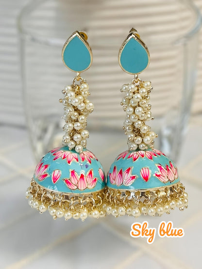 Meenakari jhumki, long jhumki - Kurti Connection USA