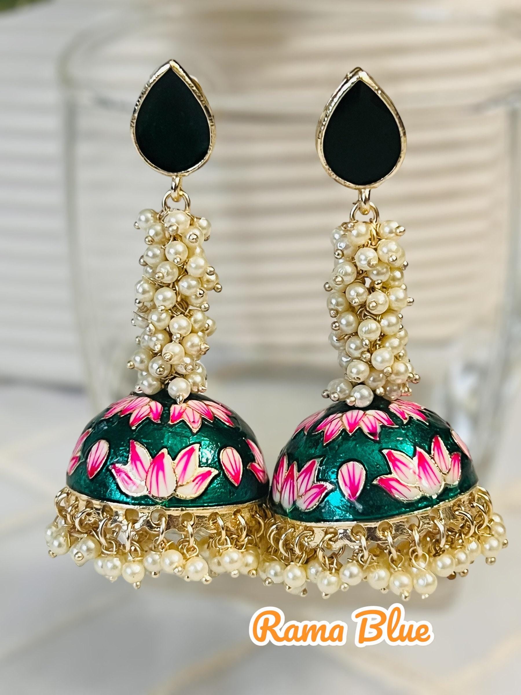 Meenakari jhumki, long jhumki - Kurti Connection USA