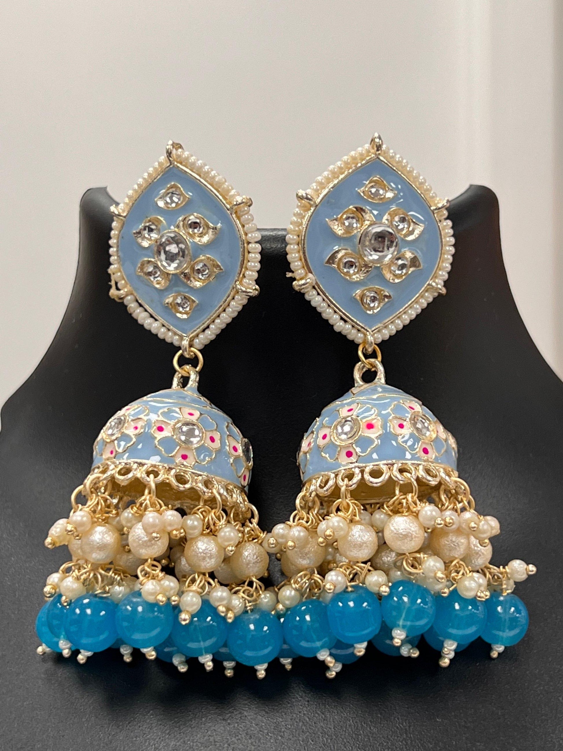 Kundan Meenakari jhumki - Kurti Connection USA