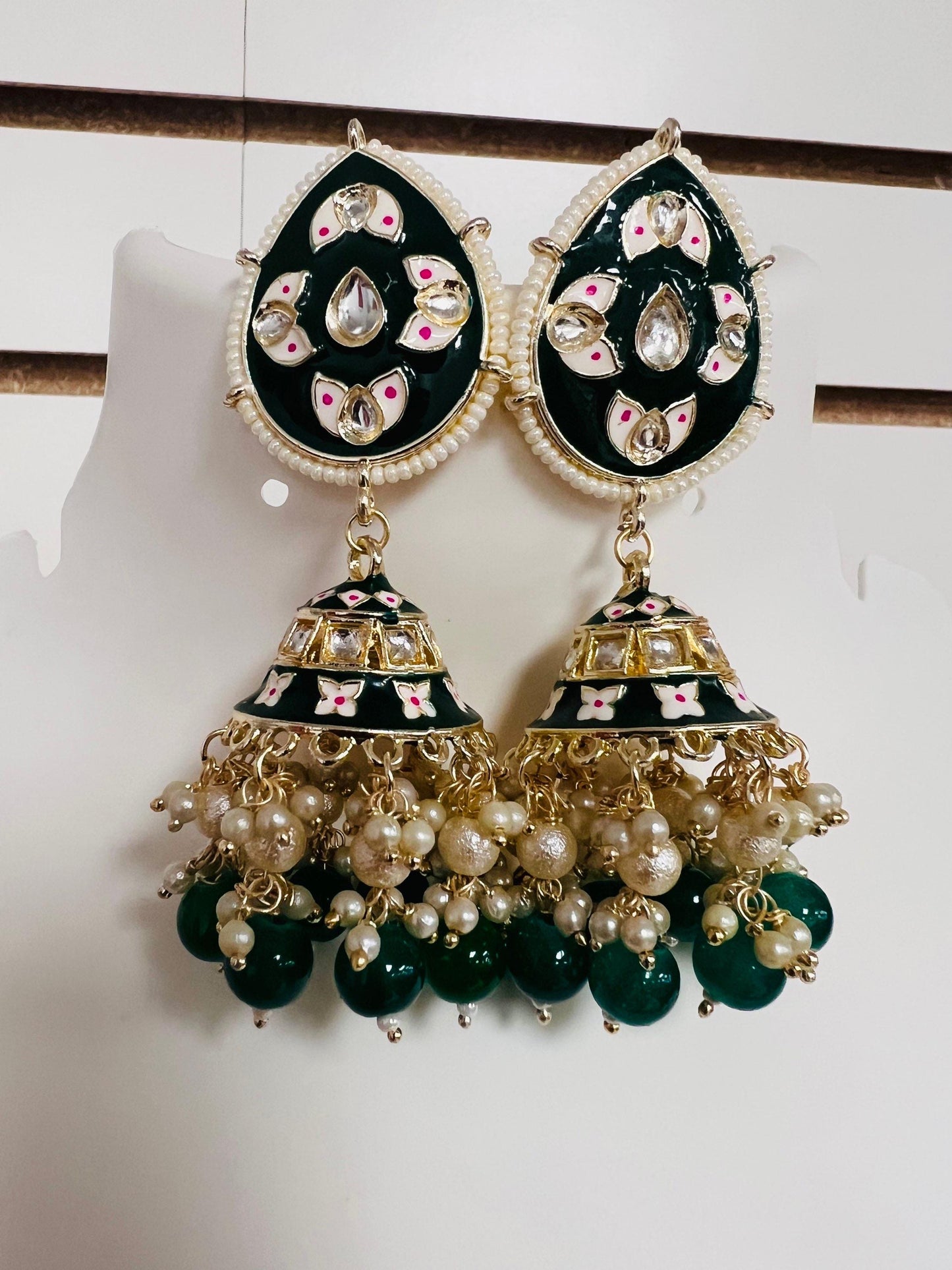 Meenakari jhumki earrings - Kurti Connection USA
