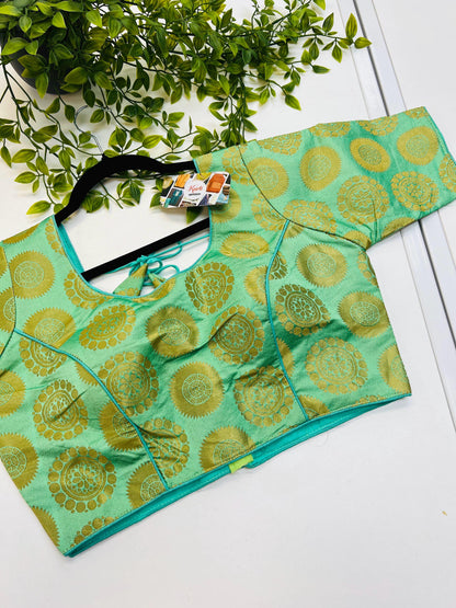 Jacquard silk blouse - Kurti Connection USA