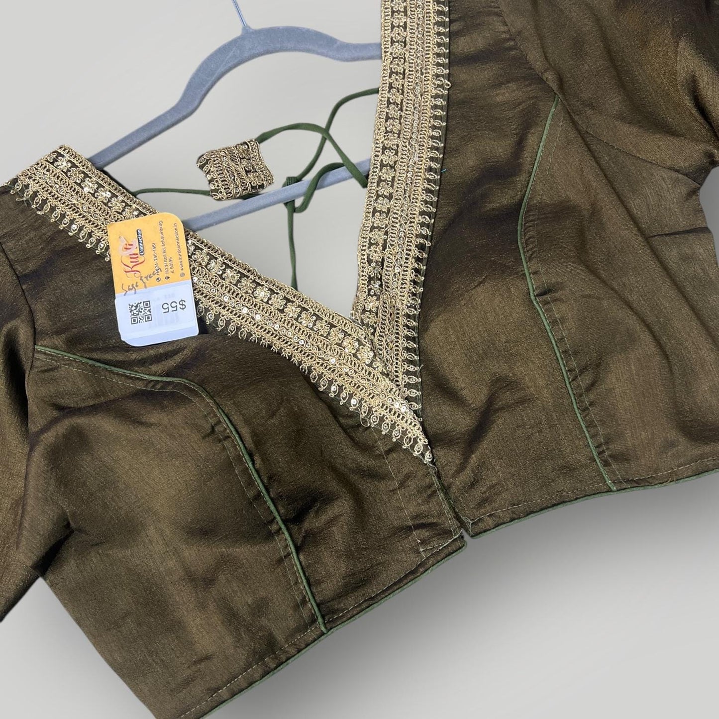 Readymade Blouse | Color: Sage Green - Kurti Connection USA