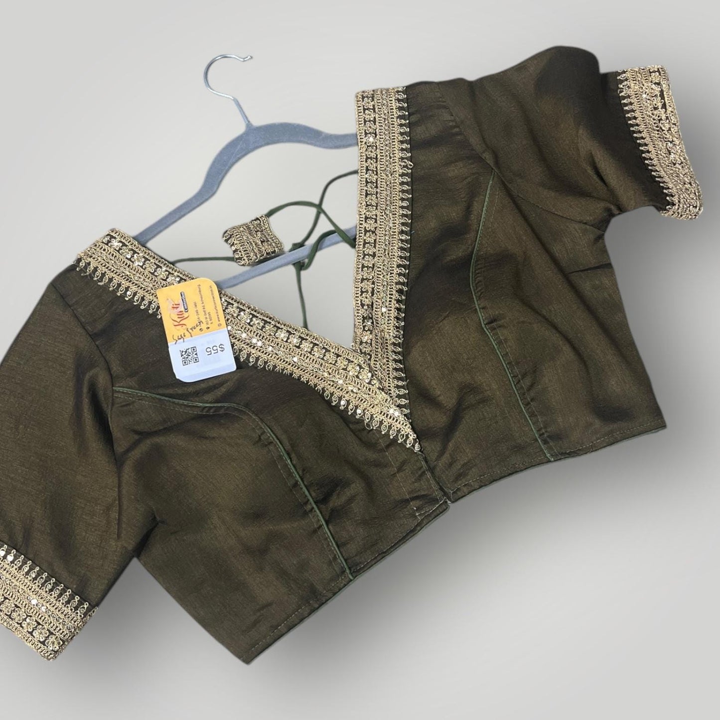 Readymade Blouse | Color: Sage Green - Kurti Connection USA