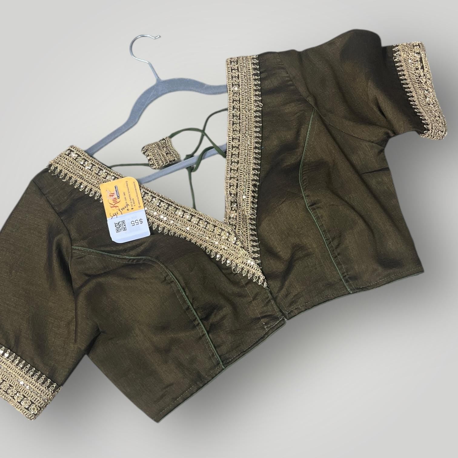 Readymade Blouse | Color: Sage Green - Kurti Connection USA