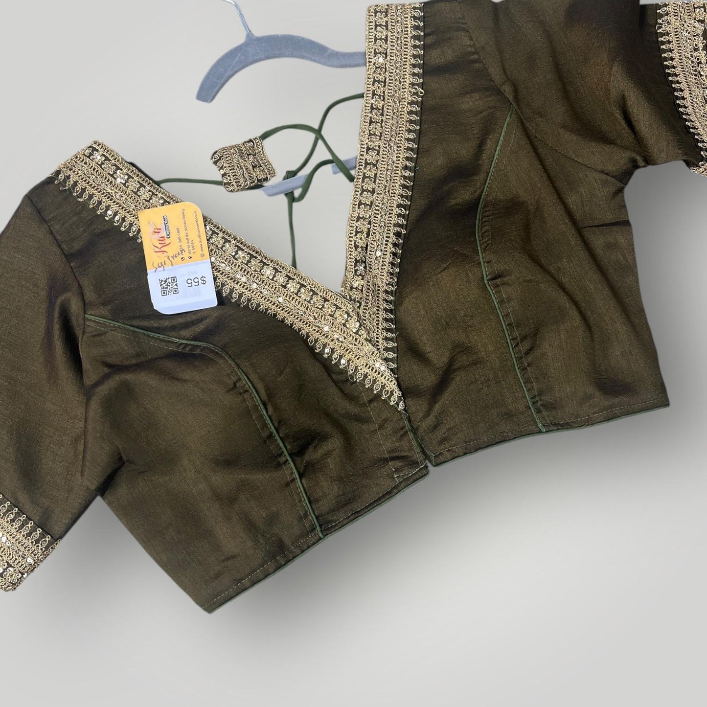 Readymade Blouse | Color: Sage Green - Kurti Connection USA