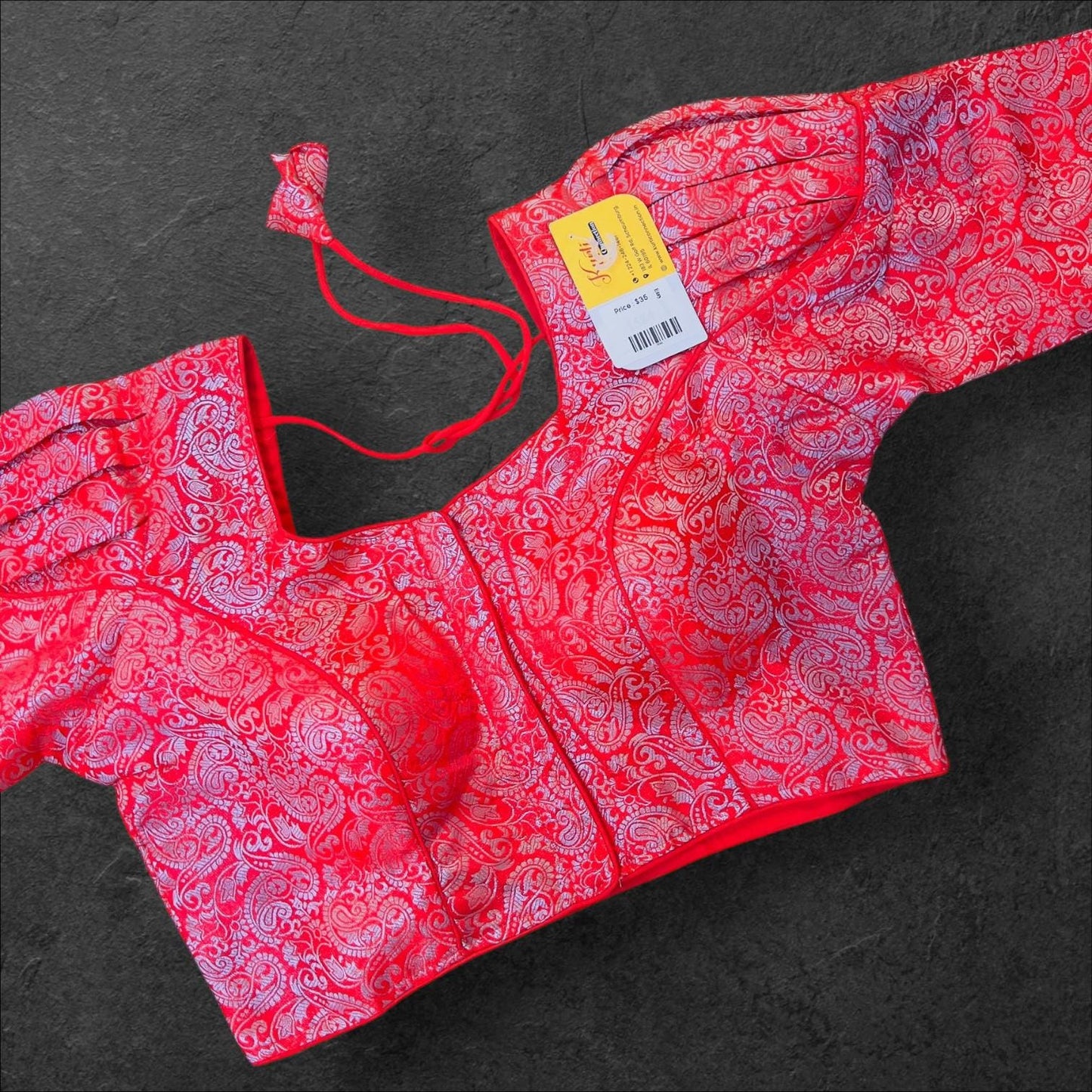 Red- Silver readymade blouse - Kurti Connection USA