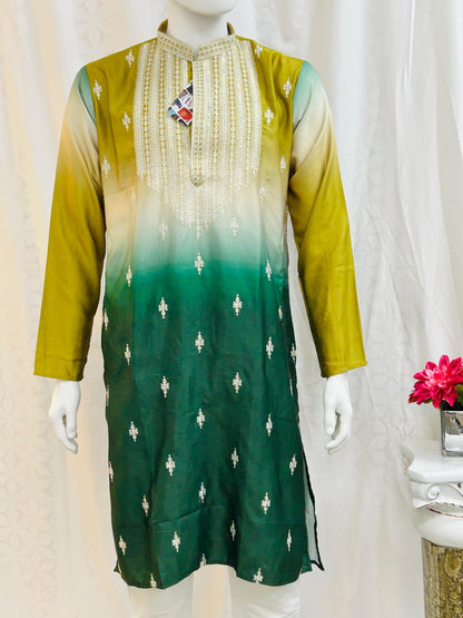 Dual shade Kurta pajama set - Kurti Connection USA