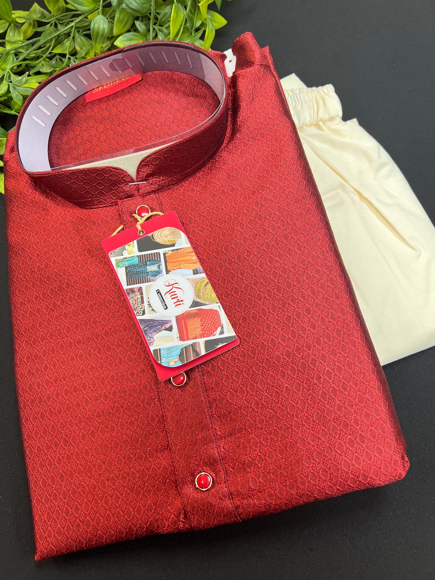 HTM Maroon silk kurta 38 - Kurti Connection USA