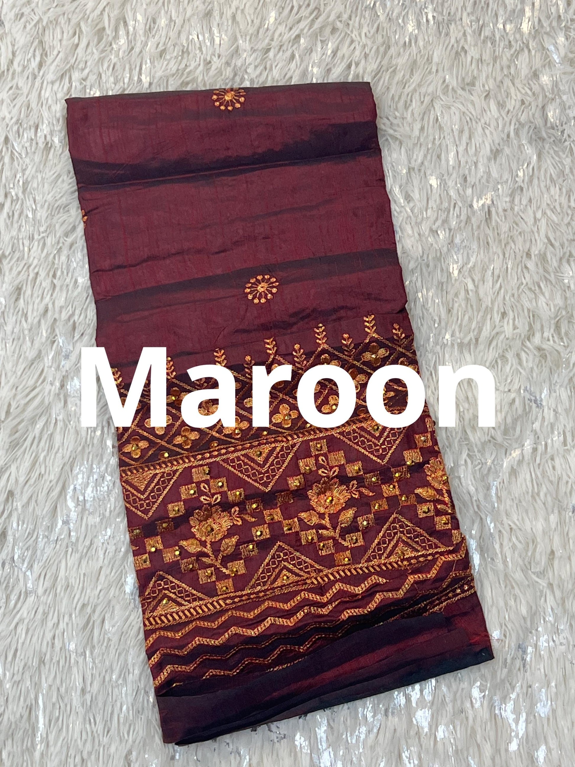 Embroidered blouse piece / unstitched blouse piece / silk material - Kurti Connection USA