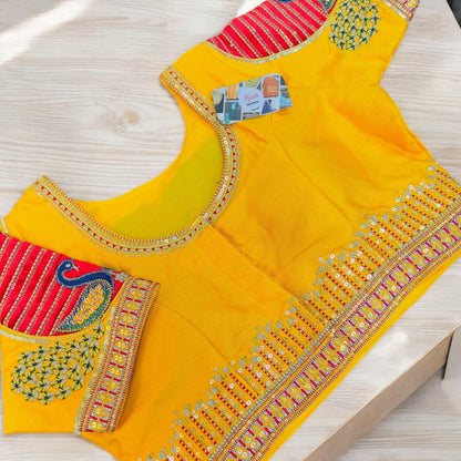 Silk heavy party wear blouse - Kurti Connection USA