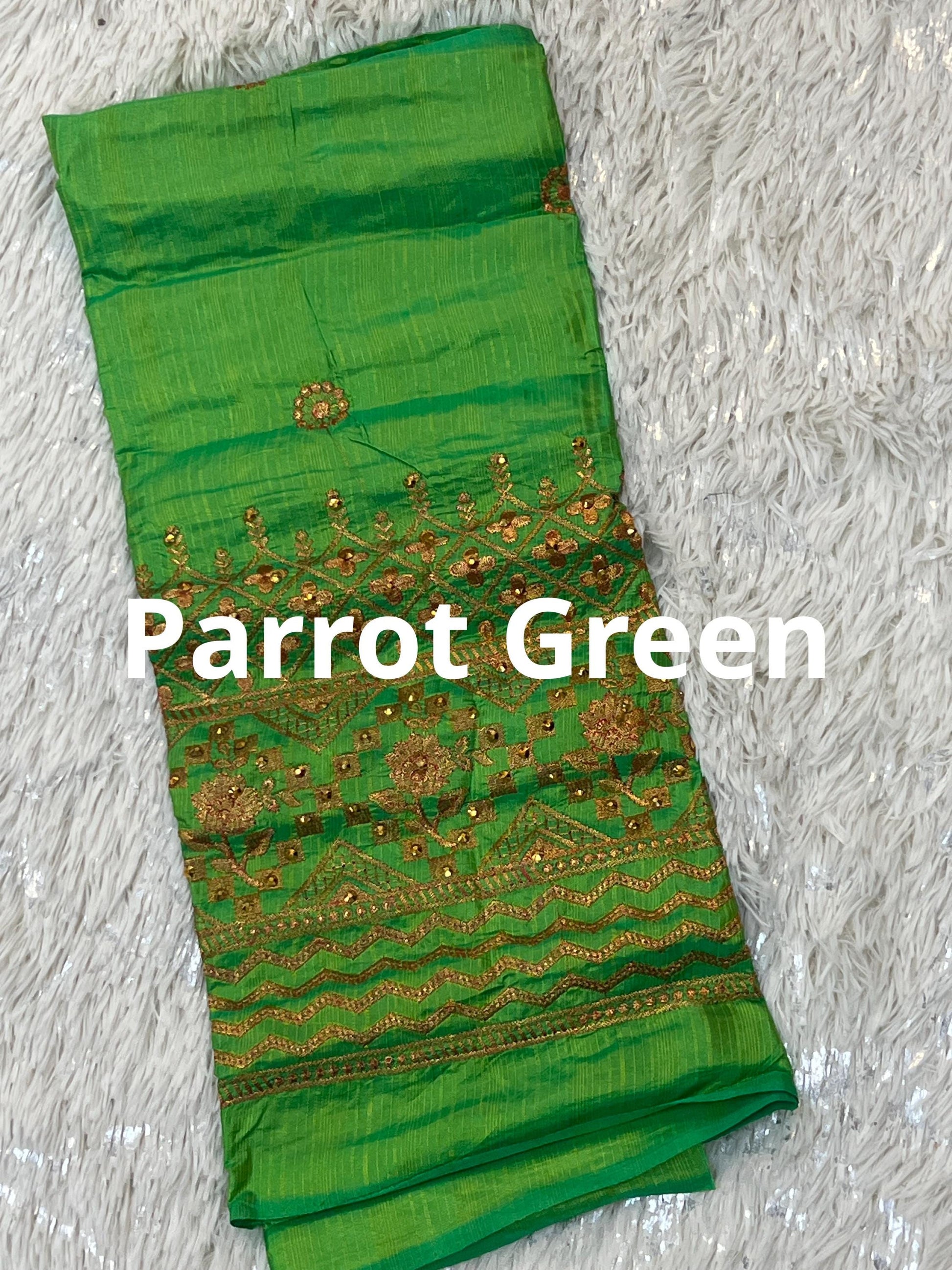 Embroidered blouse piece / unstitched blouse piece / silk material - Kurti Connection USA