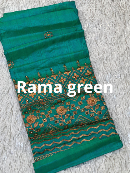 Embroidered blouse piece / unstitched blouse piece / silk material - Kurti Connection USA