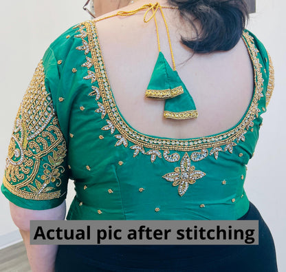 Maggam work blouse pieces - Kurti Connection USA