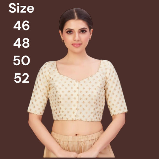 Off white blouse with gold butti - Kurti Connection USA