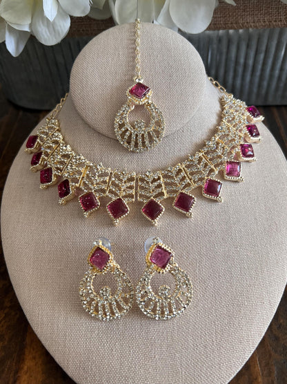 Kundan Necklace Set Gold Plated | Indian Bridal Polki Jewelry | Wedding Necklace Earrings & Maang Tikka | Ethnic Festive Jewelry by Etsy