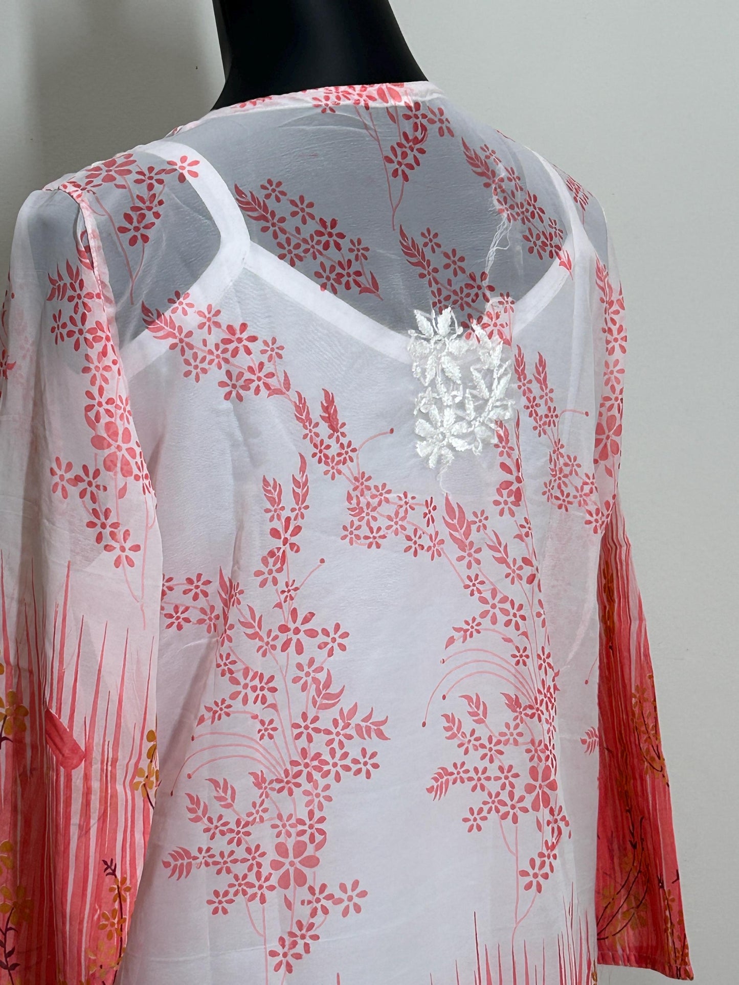 Chikankari short kurti with spaghetti inner | georgette top by Etsy