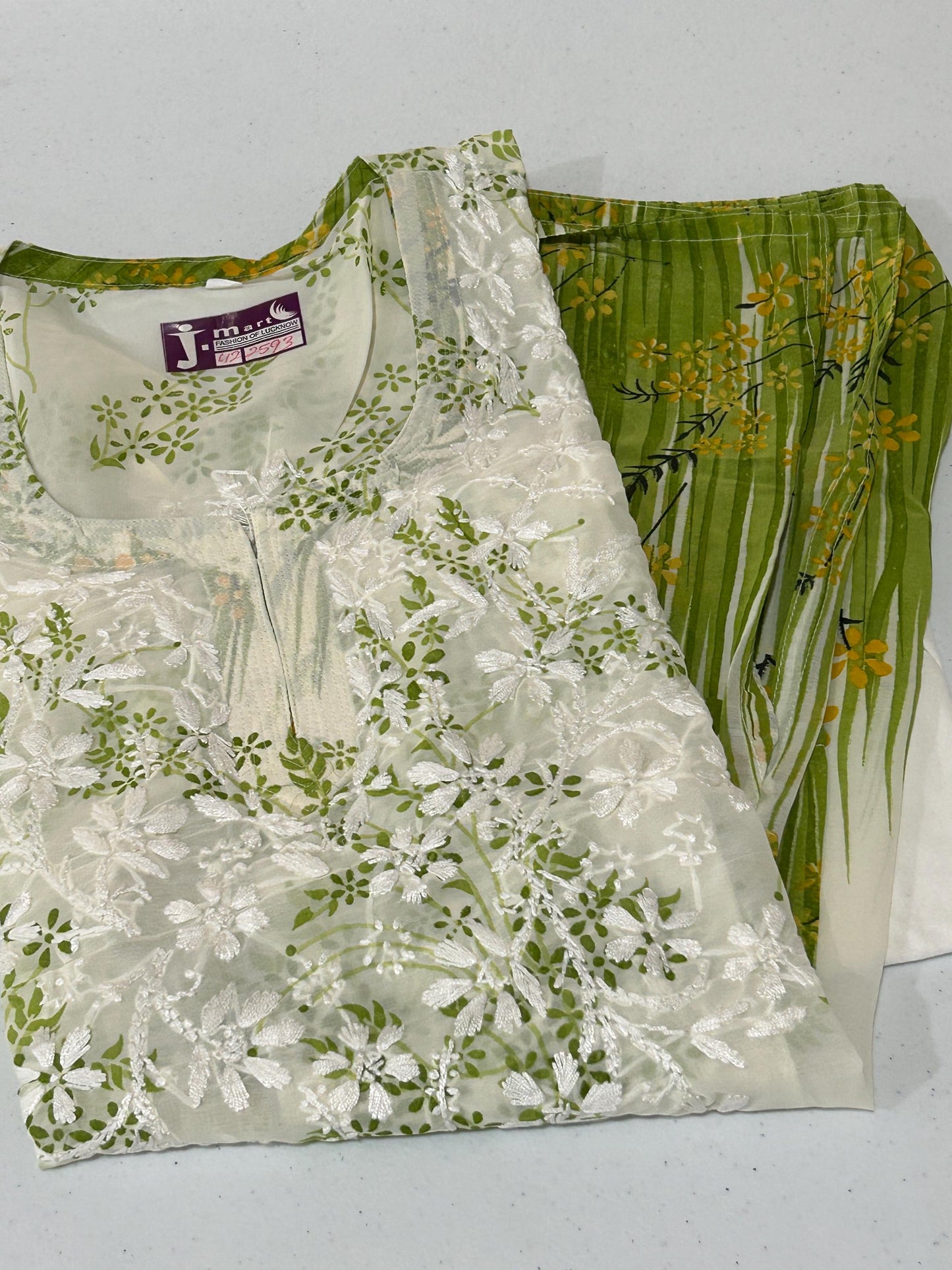 Chikankari short kurti with spaghetti inner | georgette top by Etsy
