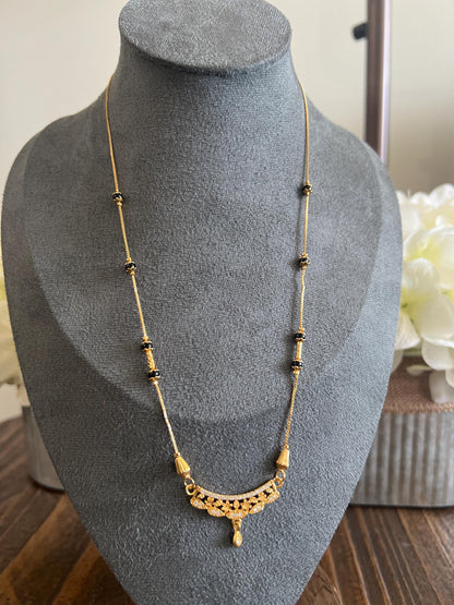 Gold Plated Black Beads Mangalsutra Necklace for Women | Minimal Indian Jewelry | Long Chain Everyday Ethnic Wear by Etsy