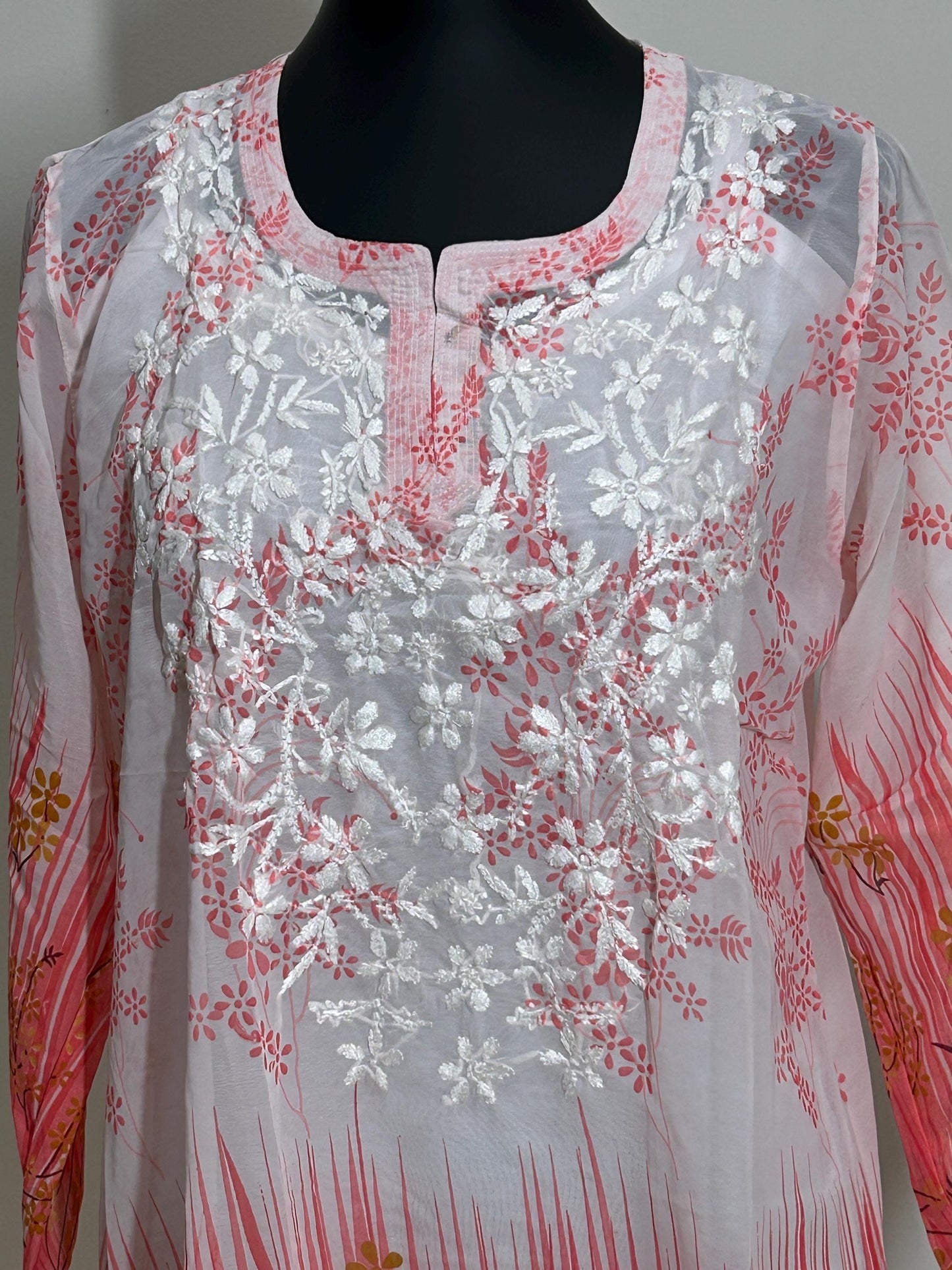 Chikankari short kurti with spaghetti inner | georgette top by Etsy