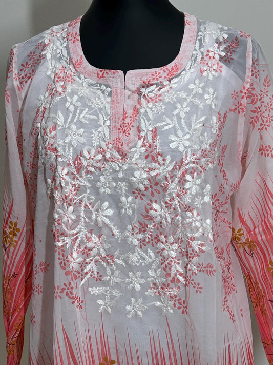 Chikankari short kurti with spaghetti inner | georgette top by Etsy