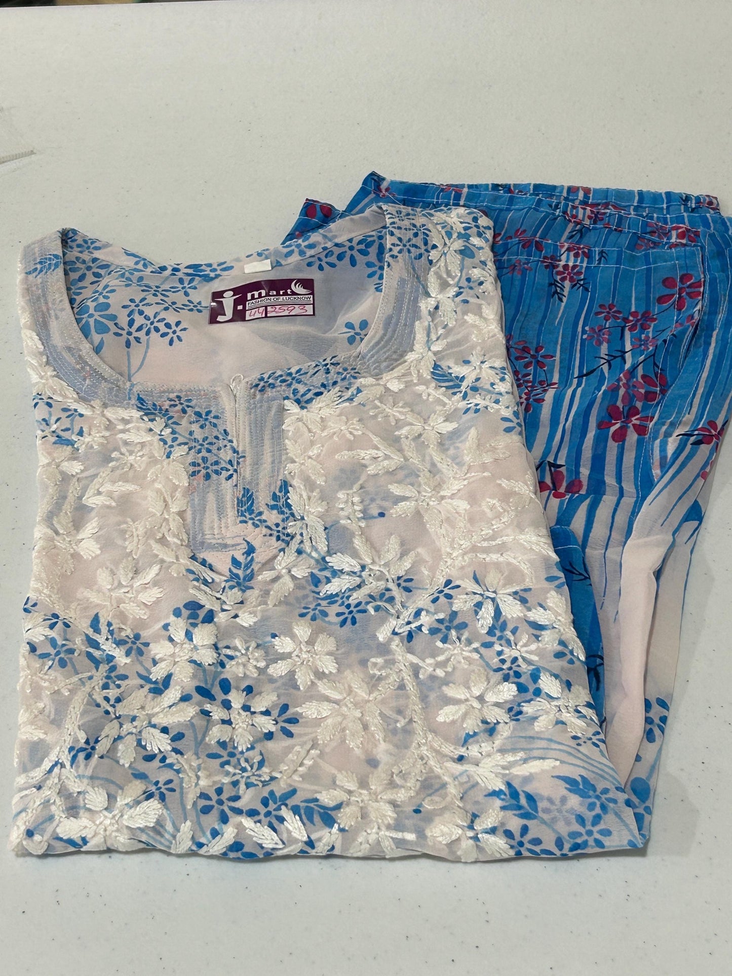Chikankari short kurti with spaghetti inner | georgette top by Etsy