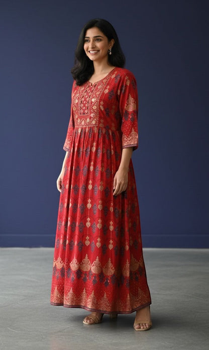 Elegant Printed Anarkali Kurti