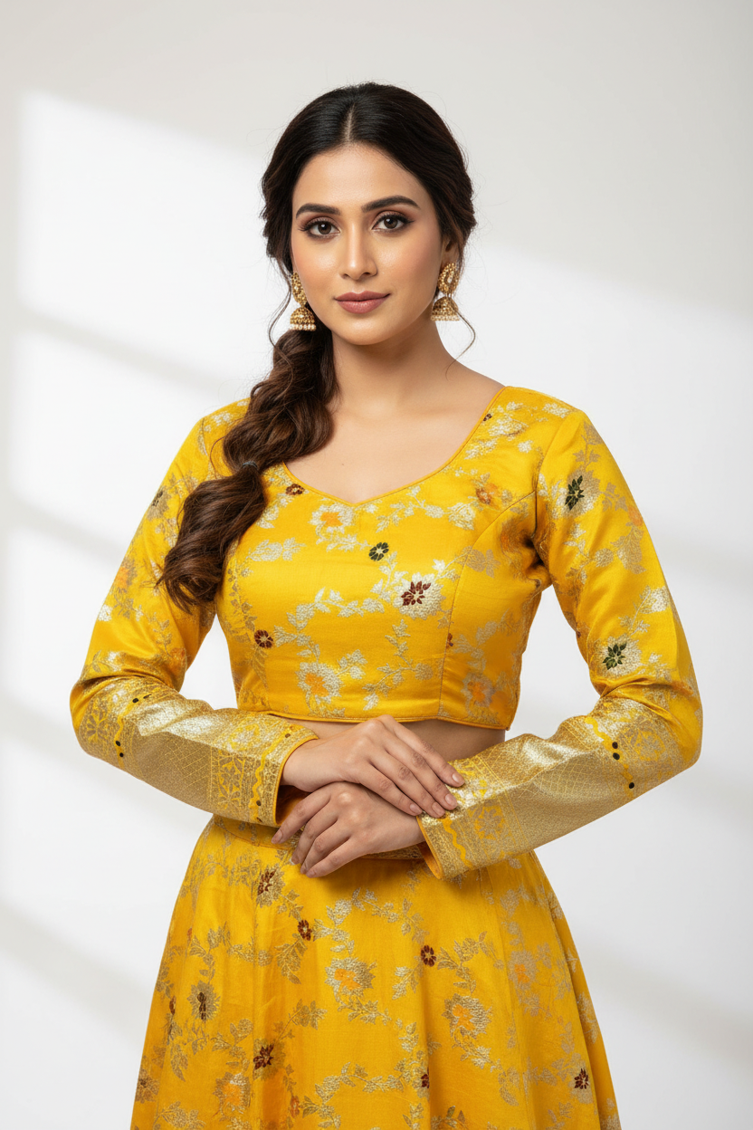 Dola silk blouse / long sleeves by Kurti Connection USA