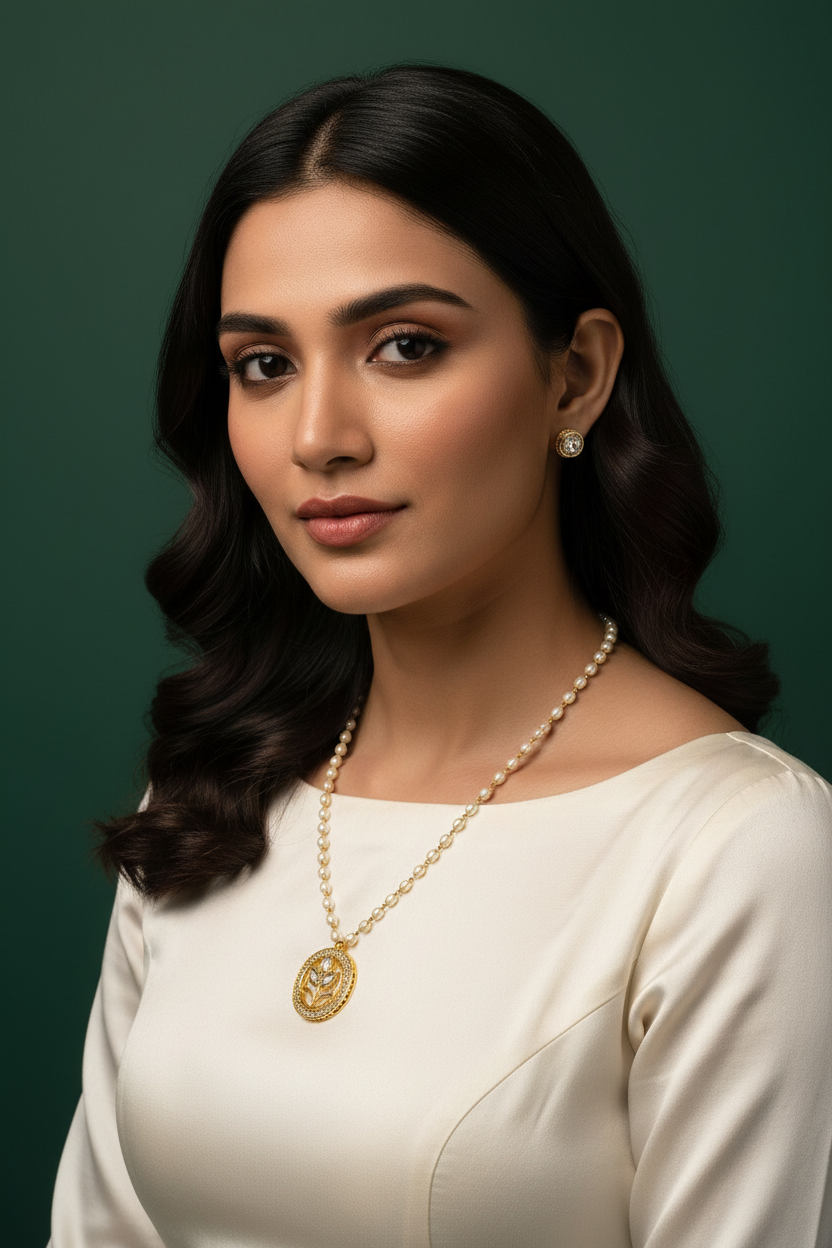 Lightweight pearl Kundan set by Kurti Connection USA