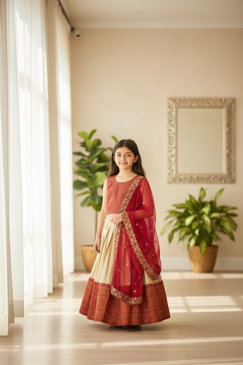 Girls Lehenga Choli - Kids Festive Wear Set by Kurti Connection USA