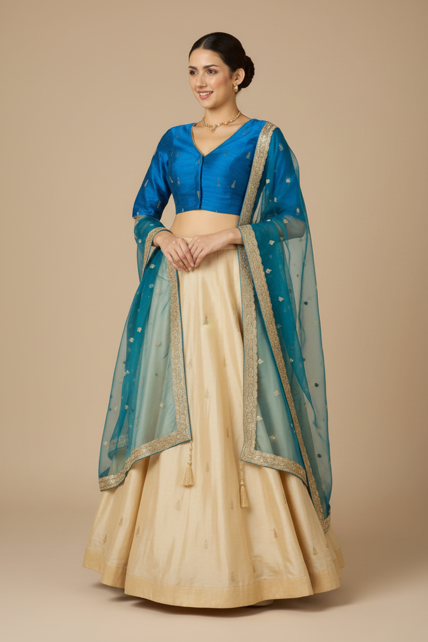 Teal blue blouse by Kurti Connection USA