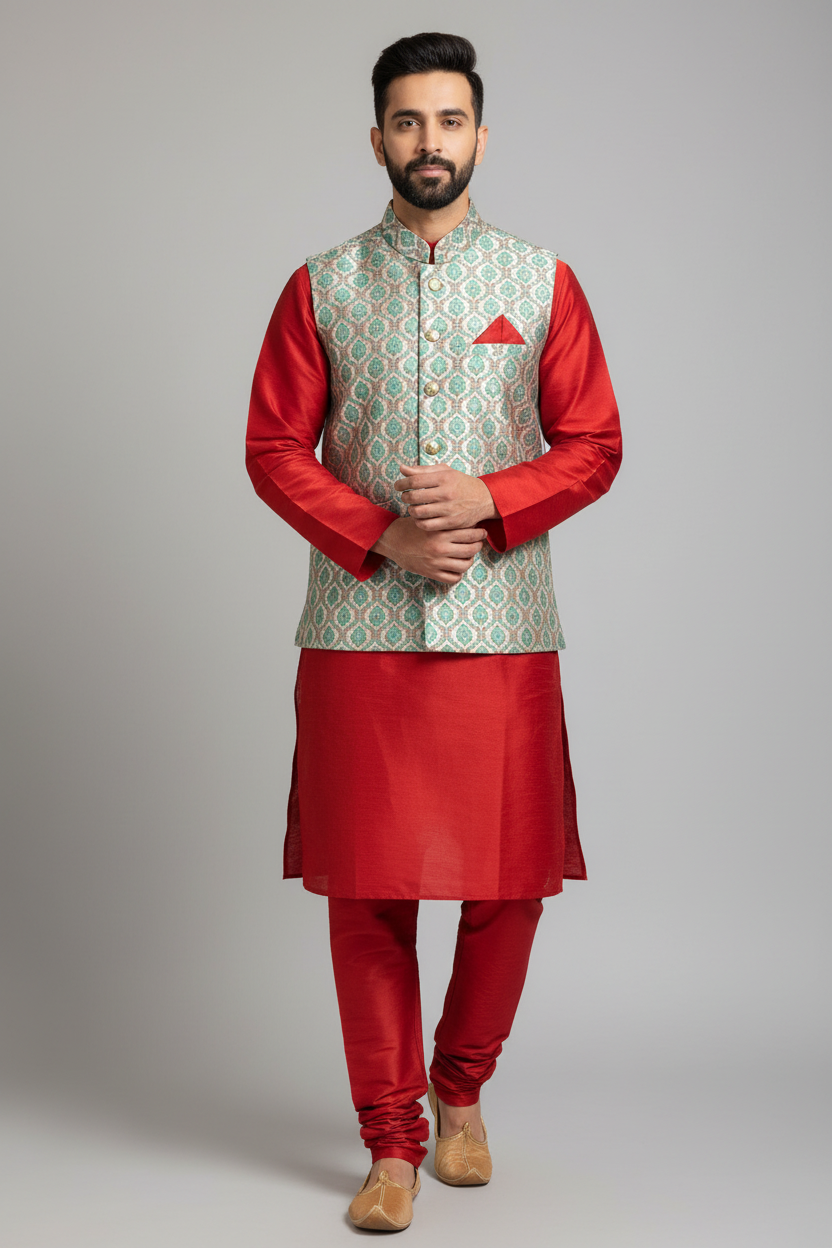 Men’s kurta set with jacket by Kurti Connection USA