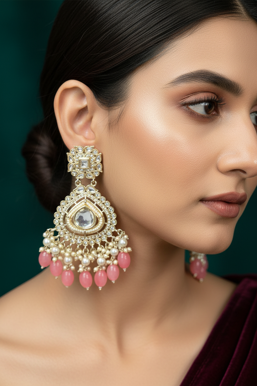 Kundan earrings by Kurti Connection USA
