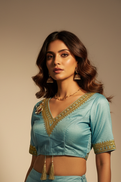 Light blue blouse by Kurti Connection USA